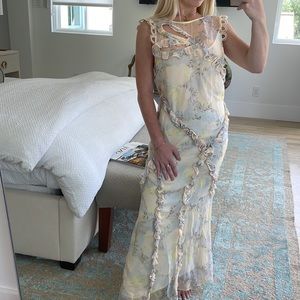 Stevie May full length yellow frill floral dress